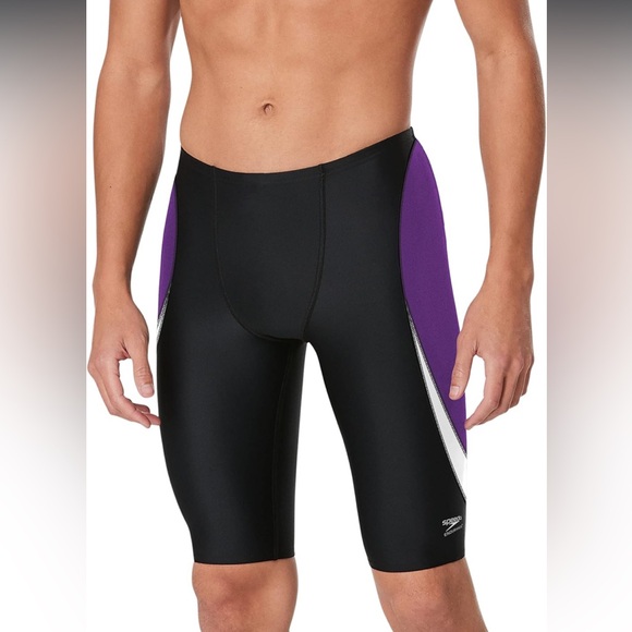 Speedo Black and Purple Swim Trunks High-Performance Design - Picture 1 of 12